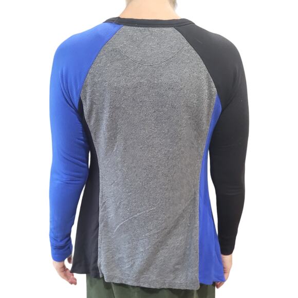 Calvin Klein Color Block Stretch Tunic Blouse Small Asymmetrical Modern Capsule - Picture 3 of 10